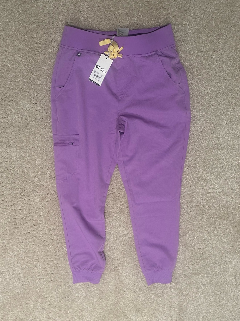 Figs Wild Iris Scrub Joggers with Yellow Drawstring